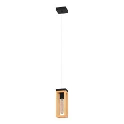 EGLO Nafferton Pendant Light, Wood, One-bulb