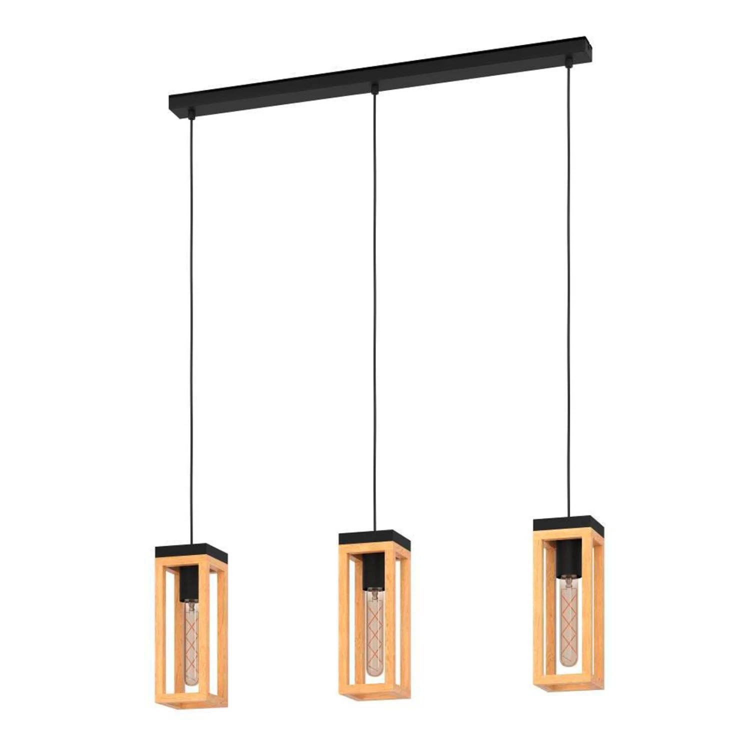 EGLO Nafferton Pendant Light, Wood, Three-bulb 3 EGLO Nafferton Pendant Light, Wood, Three-bulb
