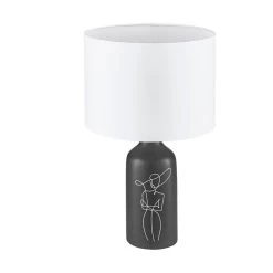 EGLO Vinoza Table Lamp, Black Base White Lampshade -Eglo 10012397 2