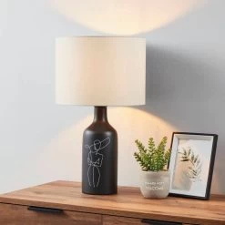 EGLO Vinoza Table Lamp, Black Base White Lampshade