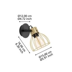 EGLO Sambatello Wall Lamp 1-bulb Black/gold -Eglo 10012862 2