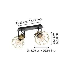 EGLO Sambatello Ceiling Lamp 2-bulb Black/gold -Eglo 10012863 3