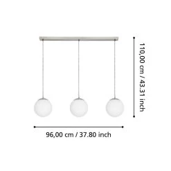 EGLO Rondo Pendant Light, Three-bulb, Nickel/white 10 EGLO Rondo Pendant Light, Three-bulb, Nickel/white -Eglo 10012866 2