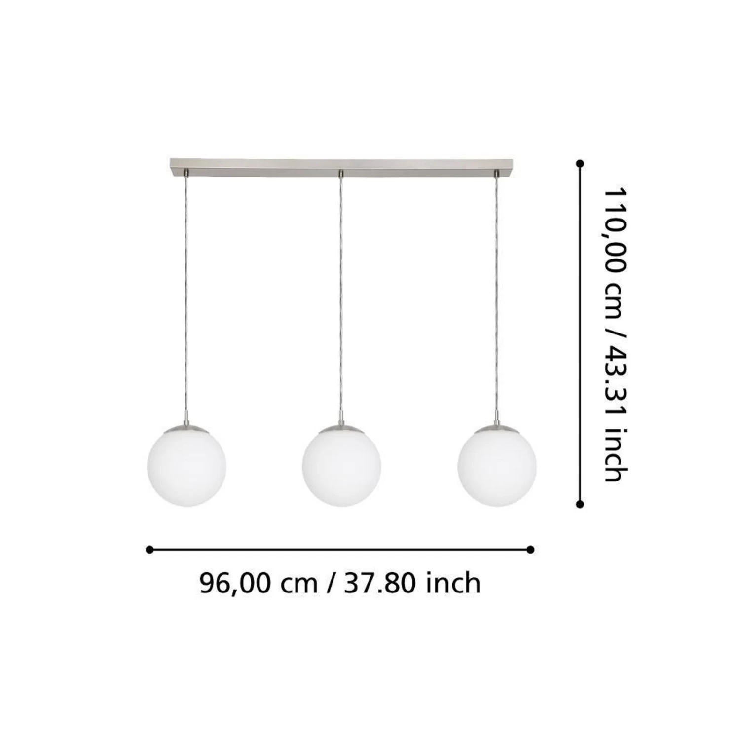 EGLO Rondo Pendant Light, Three-bulb, Nickel/white 5 EGLO Rondo Pendant Light, Three-bulb, Nickel/white - Image 3