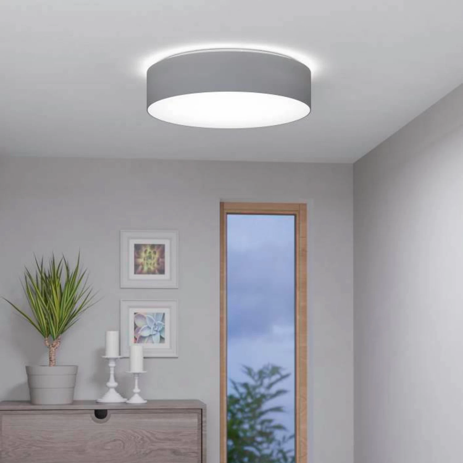 EGLO Connect Romao-Z LED Ceiling Lamp, Ø57cm, Grey 4 EGLO Connect Romao-Z LED Ceiling Lamp, Ø57cm, Grey - Image 2