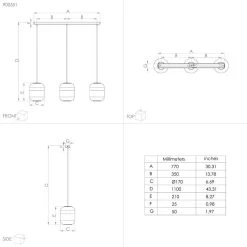 EGLO Maryvilla Pendant Light Gold/clear, 3-bulb -Eglo 10013167 3