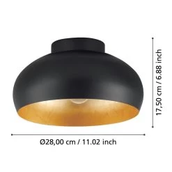 EGLO Mogano 2 Ceiling Light, Ø 28 cm, Black/gold -Eglo 10013171 2
