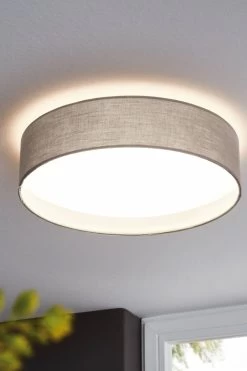 Eglo Taupe Pasteri 1 Light Fabric Ceiling Light