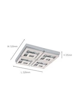 Eglo Chrome And Crystal Fradelo 1 Light Large Square Ceiling Light -Eglo C26308s3