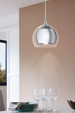 Eglo Chrome Rocamar 1 Light Ceiling Light Pendant