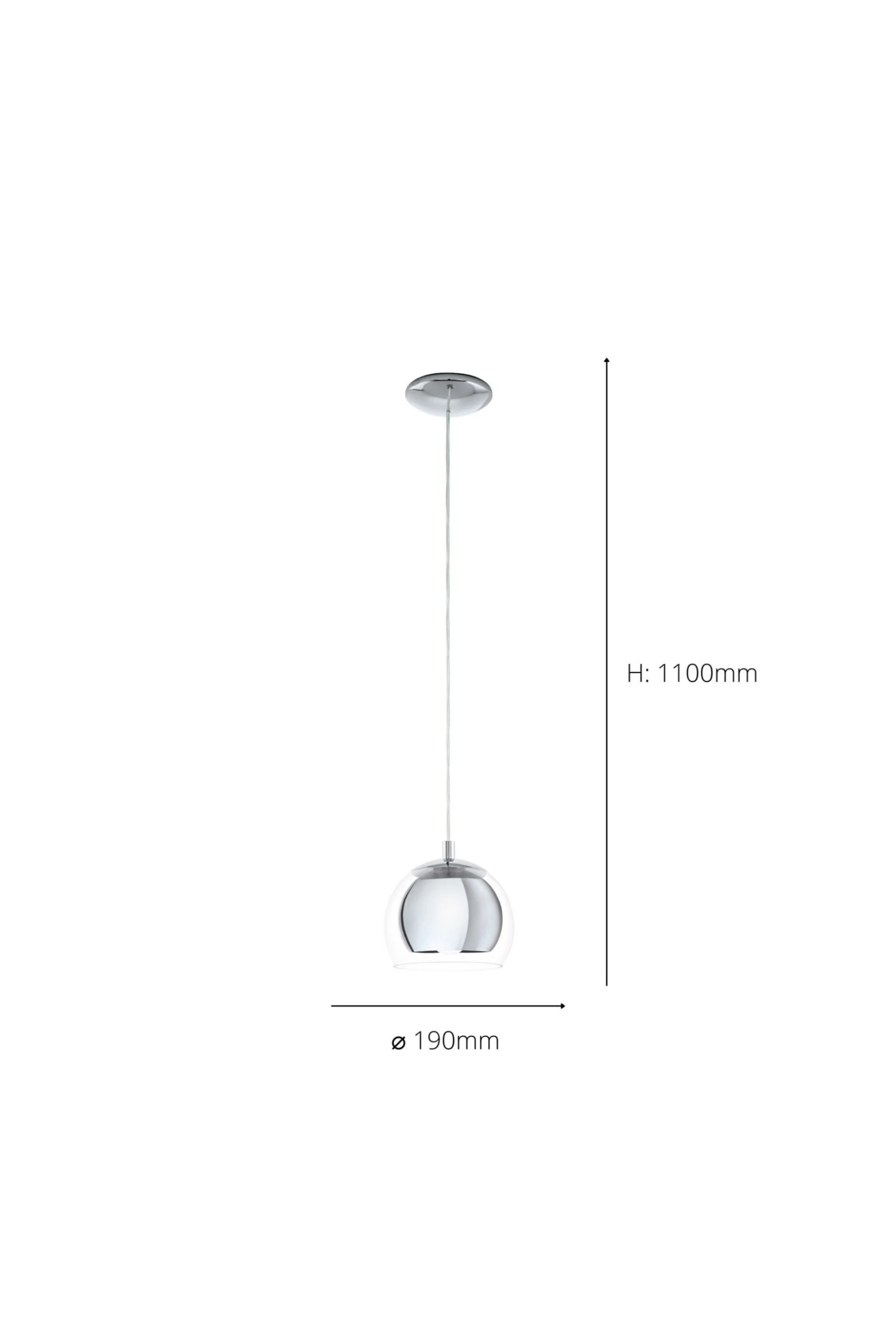 Eglo Chrome Rocamar 1 Light Ceiling Light Pendant 6 Eglo Chrome Rocamar 1 Light Ceiling Light Pendant - Image 4