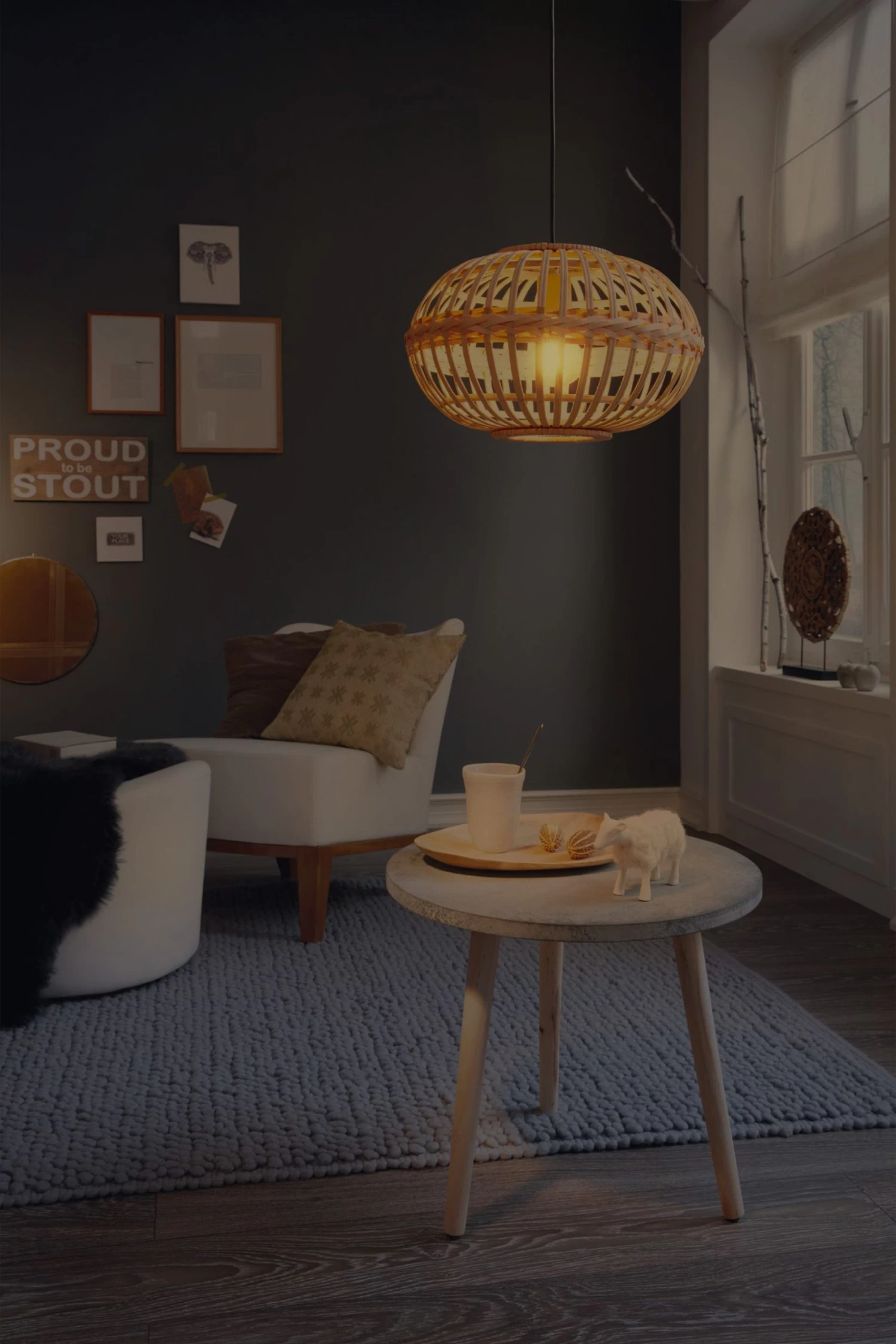 Eglo Rattan Amsfield 1 Light Ceiling Light Pendant 4 Eglo Rattan Amsfield 1 Light Ceiling Light Pendant - Image 2