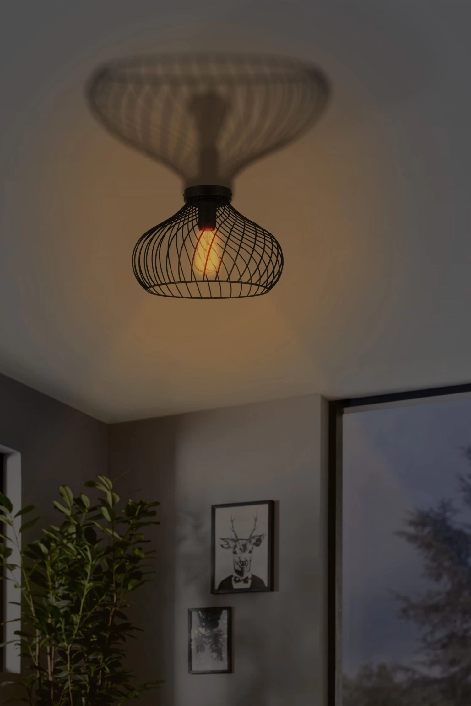 Eglo Staverton 1 Light Spiral Caged Ceiling Light 4 Eglo Staverton 1 Light Spiral Caged Ceiling Light - Image 2