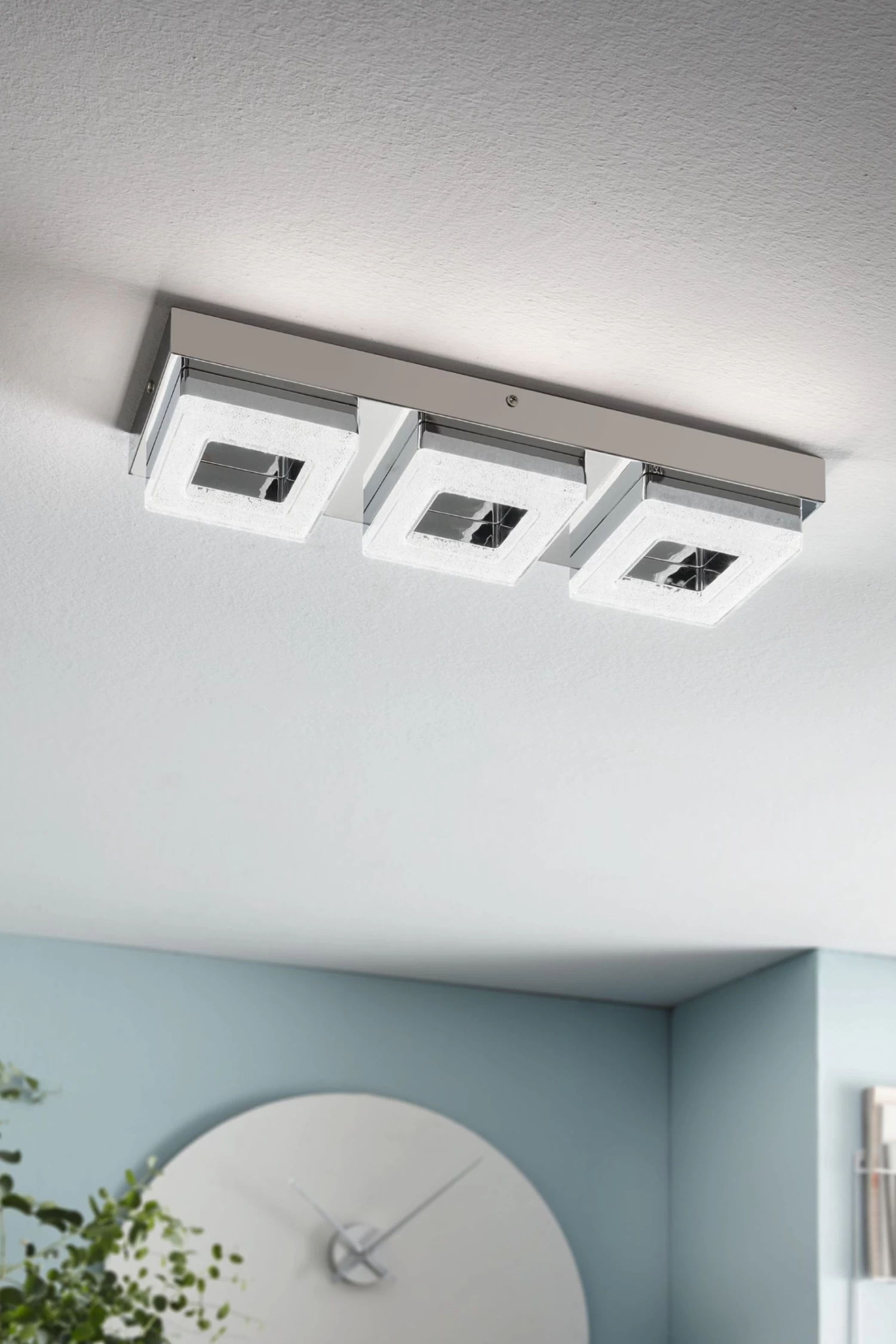 Eglo Fradelo 3 Light LED Square Chrome And Crystal Ceiling Light 3 Eglo Fradelo 3 Light LED Square Chrome And Crystal Ceiling Light