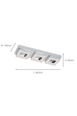 Eglo Fradelo 3 Light LED Square Chrome And Crystal Ceiling Light 7 Eglo Fradelo 3 Light LED Square Chrome And Crystal Ceiling Light -Eglo C96991s3