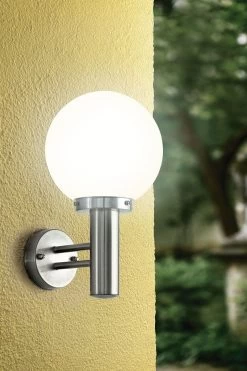 Eglo Nisia Stainless Steel Sating Glass Exterior Wall Light