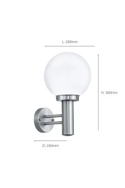 Eglo Nisia Stainless Steel Sating Glass Exterior Wall Light -Eglo D19942s3