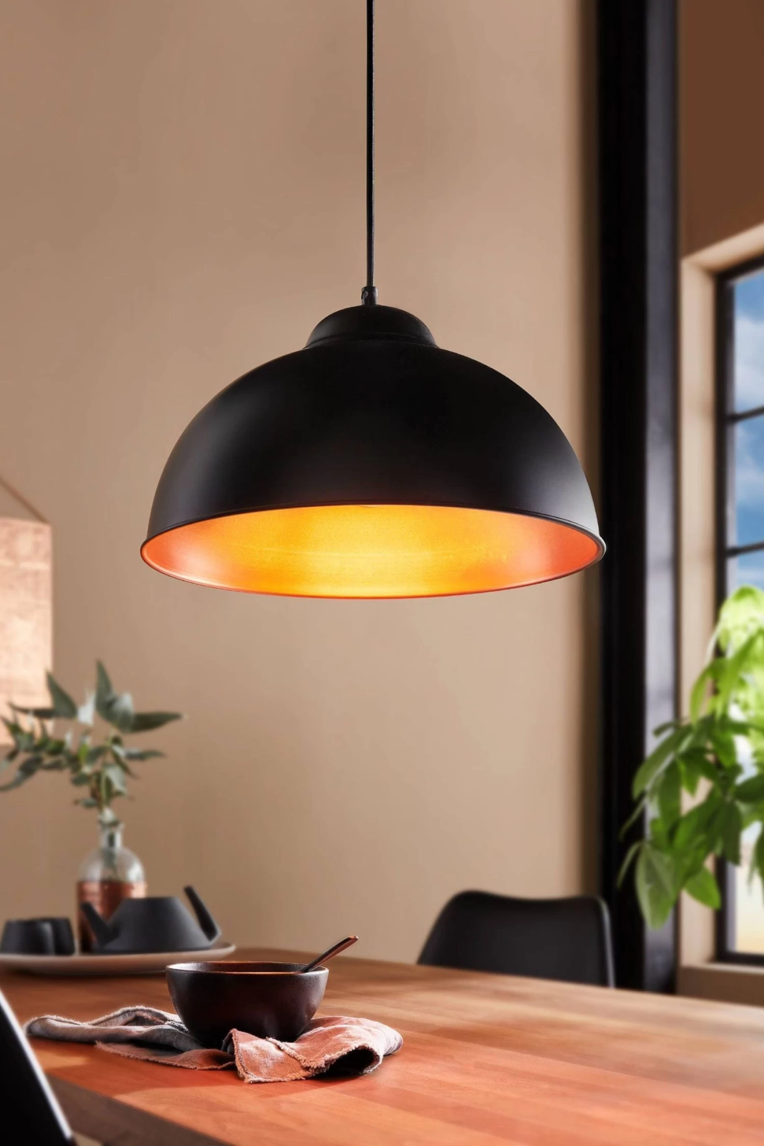 Eglo Truro 2 Black Domed Pendant 3 Eglo Truro 2 Black Domed Pendant