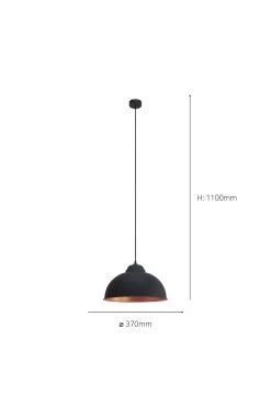 Eglo Truro 2 Black Domed Pendant 7 Eglo Truro 2 Black Domed Pendant -Eglo D19953s3