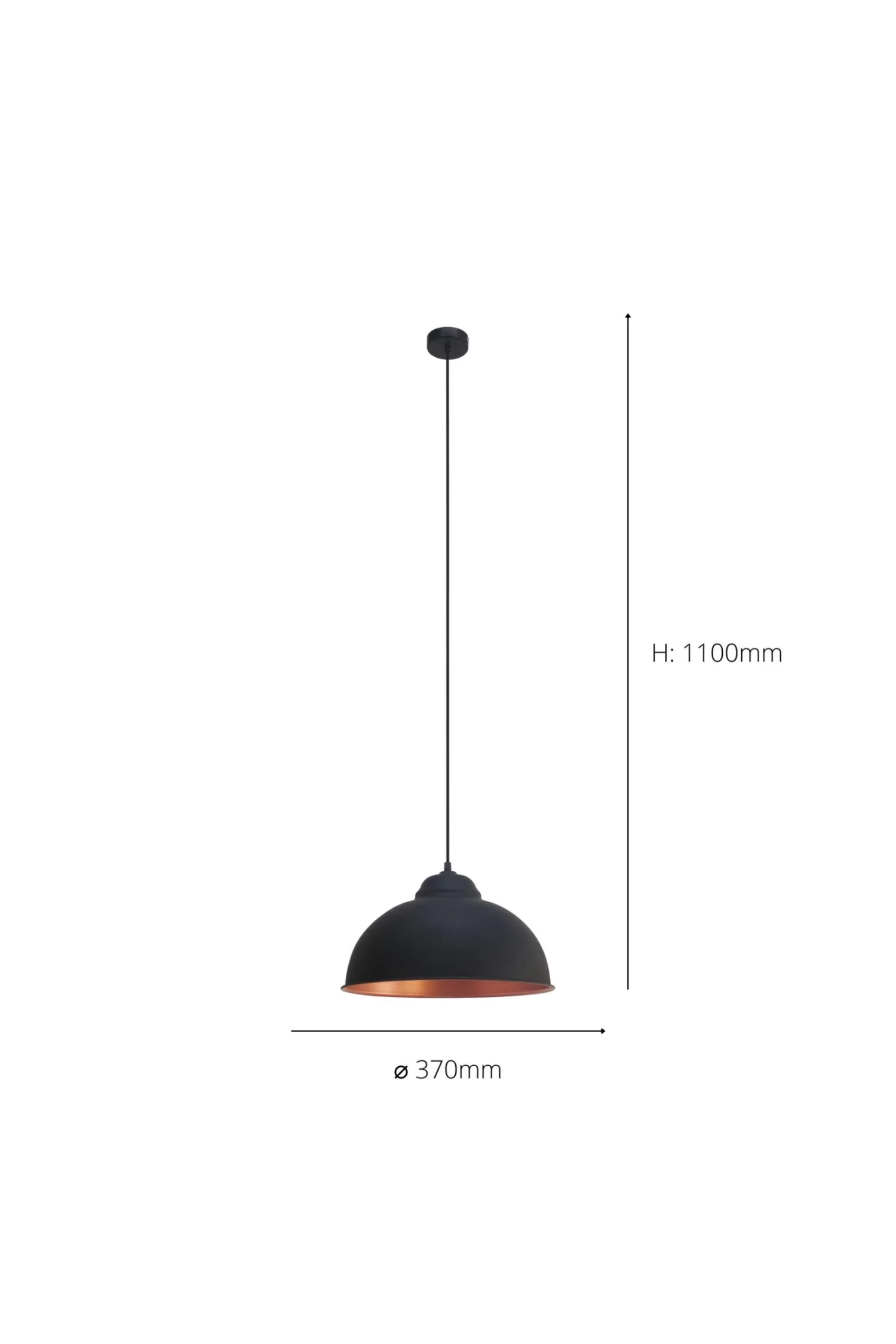 Eglo Truro 2 Black Domed Pendant 5 Eglo Truro 2 Black Domed Pendant - Image 3