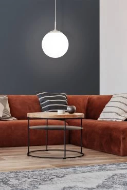 Eglo Rondo 200 Opal & Nickel Matt Single Ceiling Light Pendant