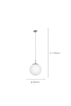 Eglo Rondo 200 Opal & Nickel Matt Single Ceiling Light Pendant -Eglo D19955s3