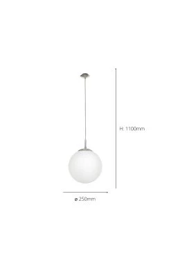 Eglo Rondo D250cm Opal And Nickel Matt Single Ceiling Light Pendant -Eglo D19958s3