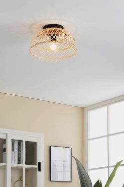 Eglo Aunsby Black Wood Ceiling Light