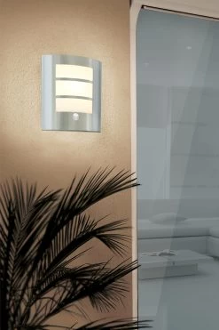 Eglo City Stainless Steel Exterior Wall Light With Sensor
