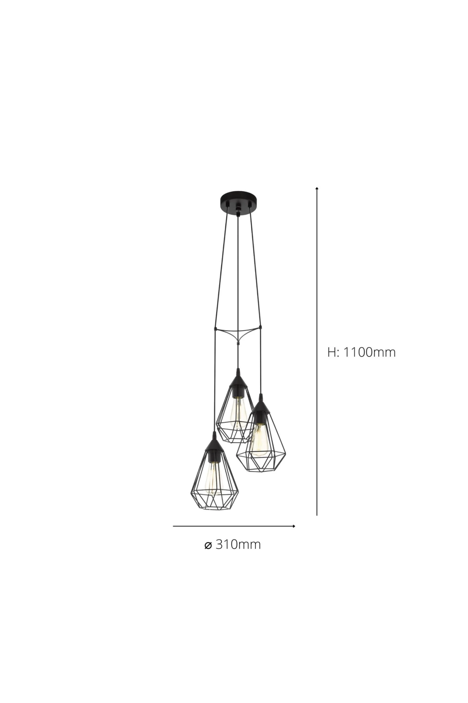 Eglo Tarbes 3 Light Geo Cluster Ceiling Light Pendant 5 Eglo Tarbes 3 Light Geo Cluster Ceiling Light Pendant - Image 3