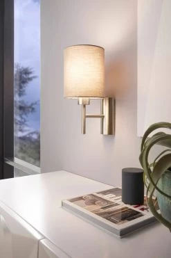 Eglo Pasteri Nickel And Taupe Wall Light With Switch