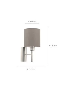 Eglo Pasteri Nickel And Taupe Wall Light With Switch -Eglo D20003s3