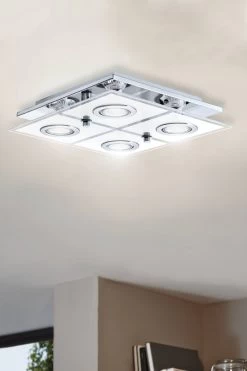 Eglo Cabo 4 Light LED Chrome Satined Ceiling Light