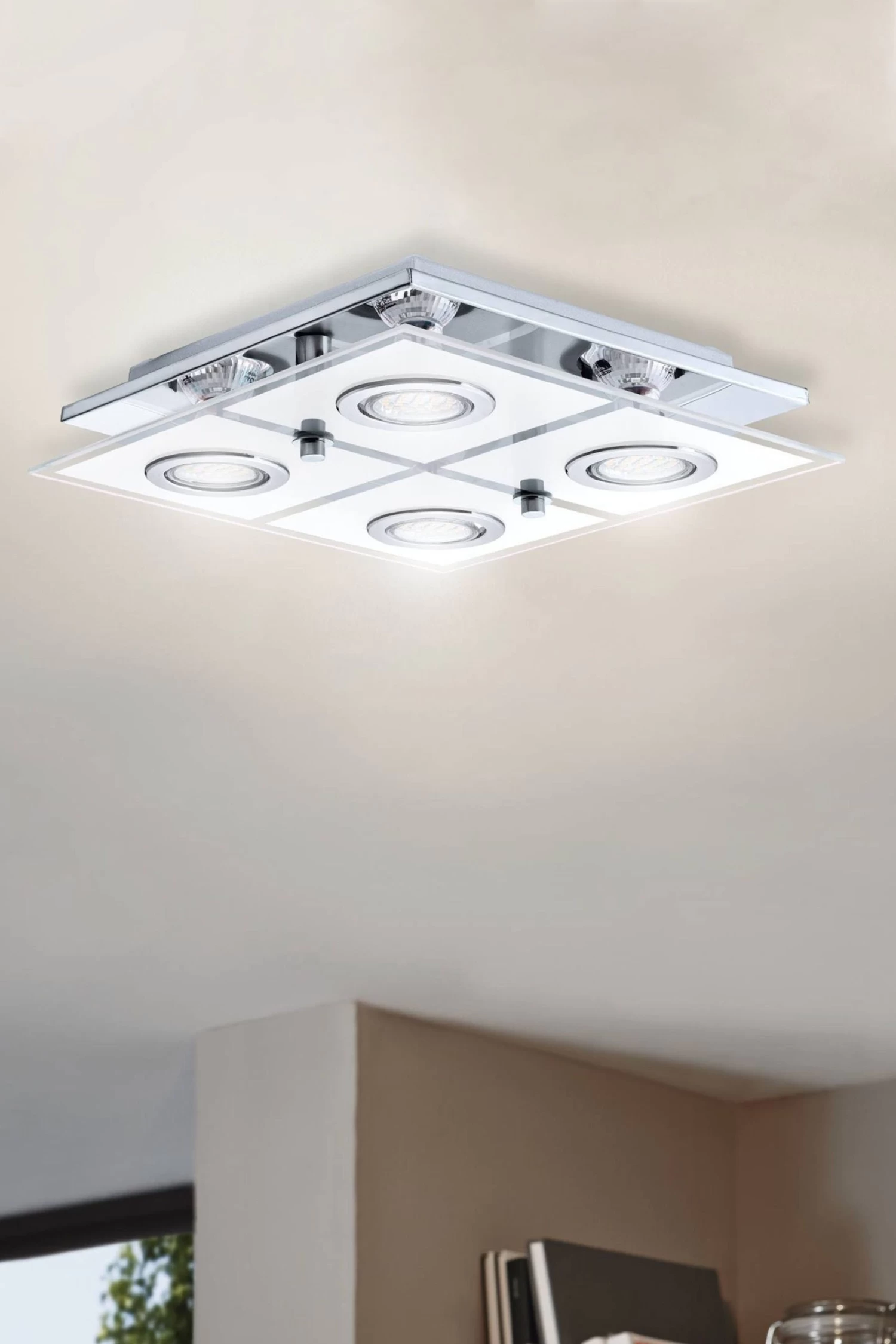 Eglo Cabo 4 Light LED Chrome Satined Ceiling Light 3 Eglo Cabo 4 Light LED Chrome Satined Ceiling Light