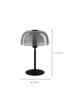 Eglo Solo 2 Smoke Glass Domed Shade Table Lamp -Eglo D22975s3