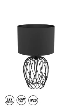 Eglo Nimlet Table Lamp Wire Base With Black Fabric Shade 9 Eglo Nimlet Table Lamp Wire Base With Black Fabric Shade -Eglo D22977s4