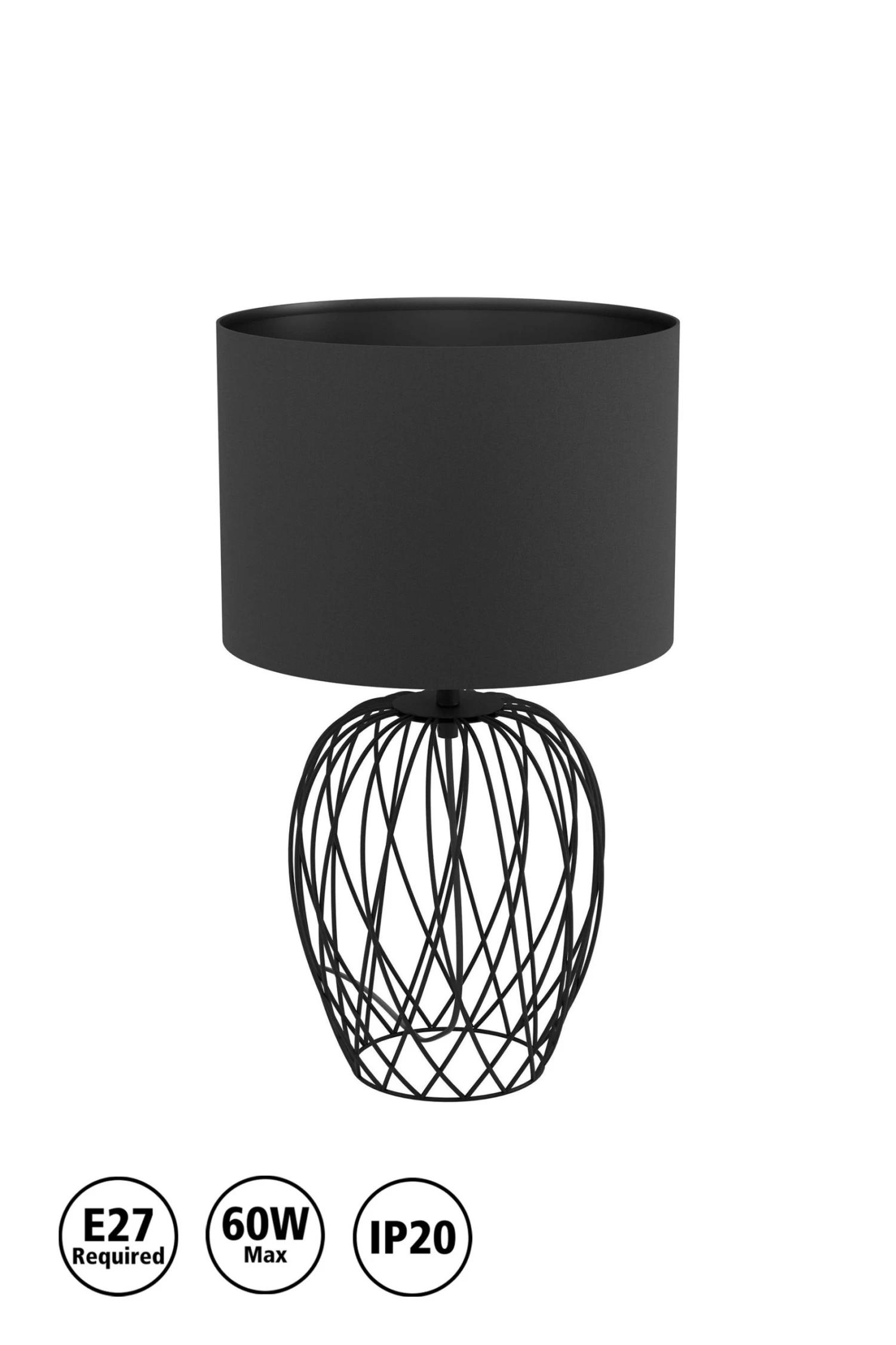 Eglo Nimlet Table Lamp Wire Base With Black Fabric Shade 6 Eglo Nimlet Table Lamp Wire Base With Black Fabric Shade - Image 4