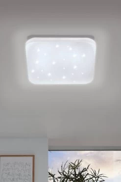 Eglo Frania-S 33cm Metal And Plastic With Crystal Effect Flush Ceiling Light
