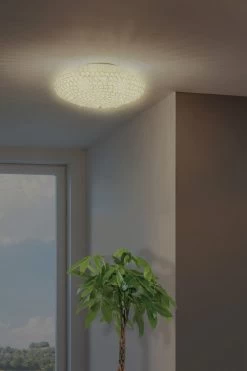 Eglo Chrome And Crystal Clemente 2 Light Ceiling Light -Eglo U73331s2