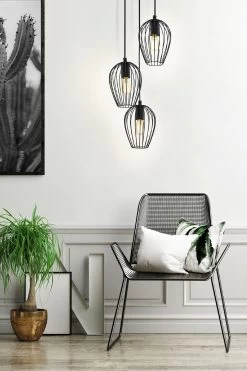 Eglo Newtown 3 Light Caged Cluster Ceiling Light Pendant