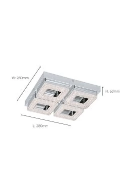 Eglo Chrome And Crystal Fradelo 4 Light Square Ceiling Light 7 Eglo Chrome And Crystal Fradelo 4 Light Square Ceiling Light -Eglo U73345s3