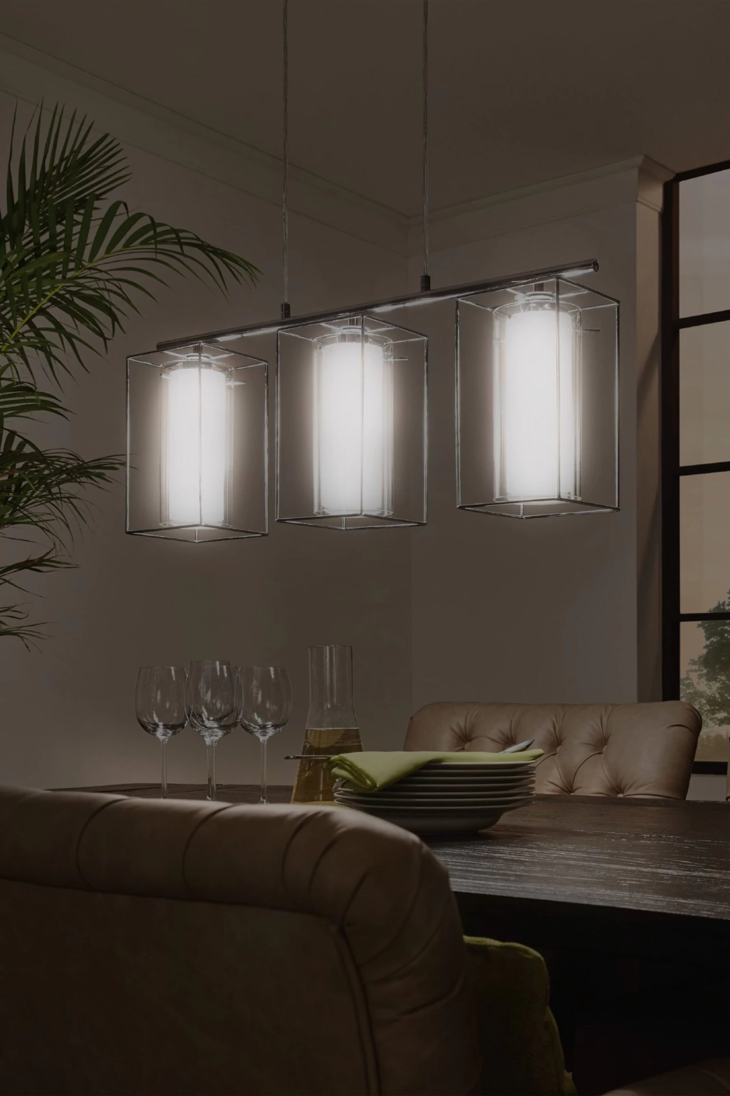 Eglo Chrome And Clear Loncino 3 Light Glass Ceiling Light Pendant 4 Eglo Chrome And Clear Loncino 3 Light Glass Ceiling Light Pendant - Image 2