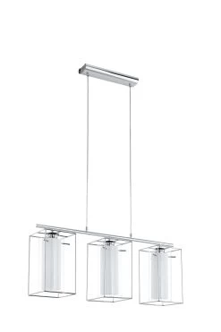 Eglo Chrome And Clear Loncino 3 Light Glass Ceiling Light Pendant 9 Eglo Chrome And Clear Loncino 3 Light Glass Ceiling Light Pendant -Eglo U73348s3