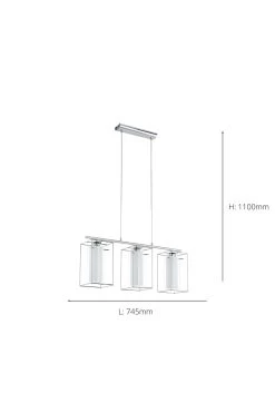 Eglo Chrome And Clear Loncino 3 Light Glass Ceiling Light Pendant 10 Eglo Chrome And Clear Loncino 3 Light Glass Ceiling Light Pendant -Eglo U73348s4