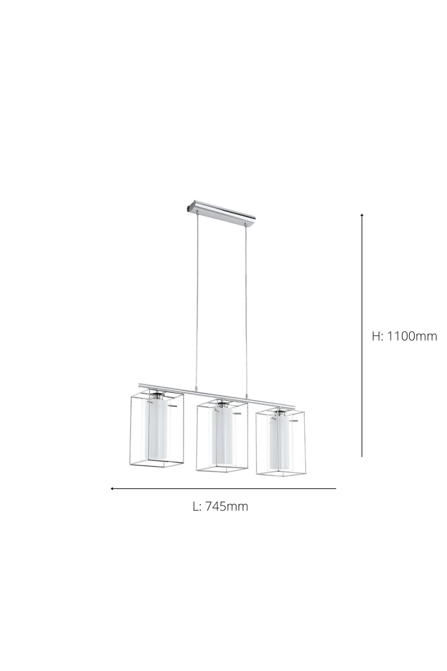 Eglo Chrome And Clear Loncino 3 Light Glass Ceiling Light Pendant 6 Eglo Chrome And Clear Loncino 3 Light Glass Ceiling Light Pendant - Image 4