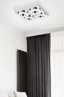 Eglo Chrome And Crystal Fradelo 4 Light Round Rings Ceiling Light