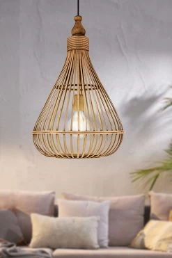 Eglo Amsfield 1 Light Rattan Teardrop Pendant