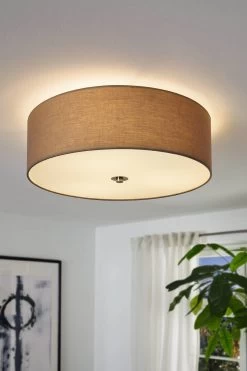 Eglo Taupe Pasteri 3 Light Fabric Ceiling Light