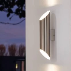 Eglo Agolada Outdoor IP44 LED Wall Light In Steel And White