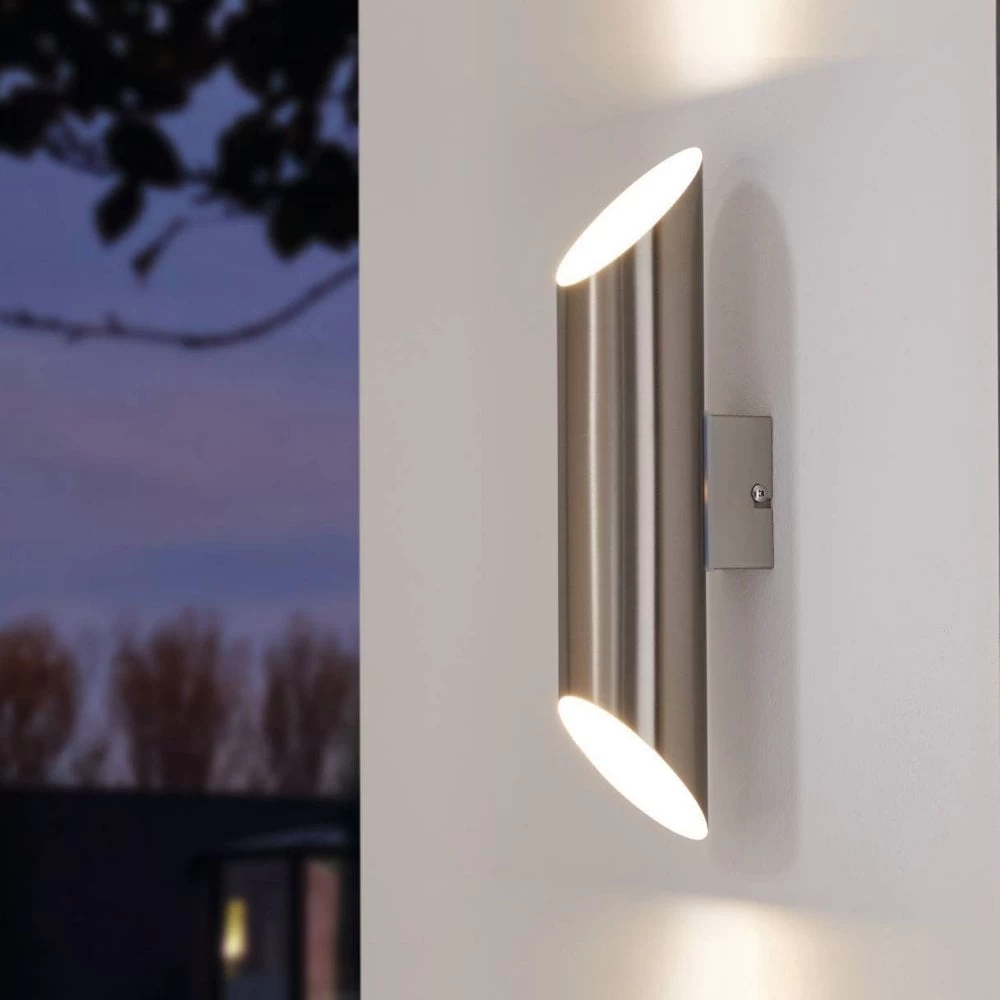 Eglo Agolada Outdoor IP44 LED Wall Light In Steel And White 3 Eglo Agolada Outdoor IP44 LED Wall Light In Steel And White